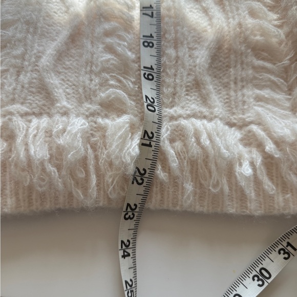 12th Tribe Lorie Beige Fringe Sweater Boho Oversized Crewneck Sweater Women’s M - Picture 11 of 12